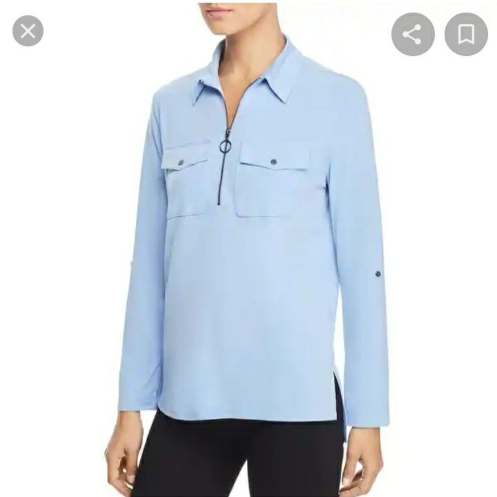 Kenneth Cole New York Women’s Half Zip Up Blouse Size Medium